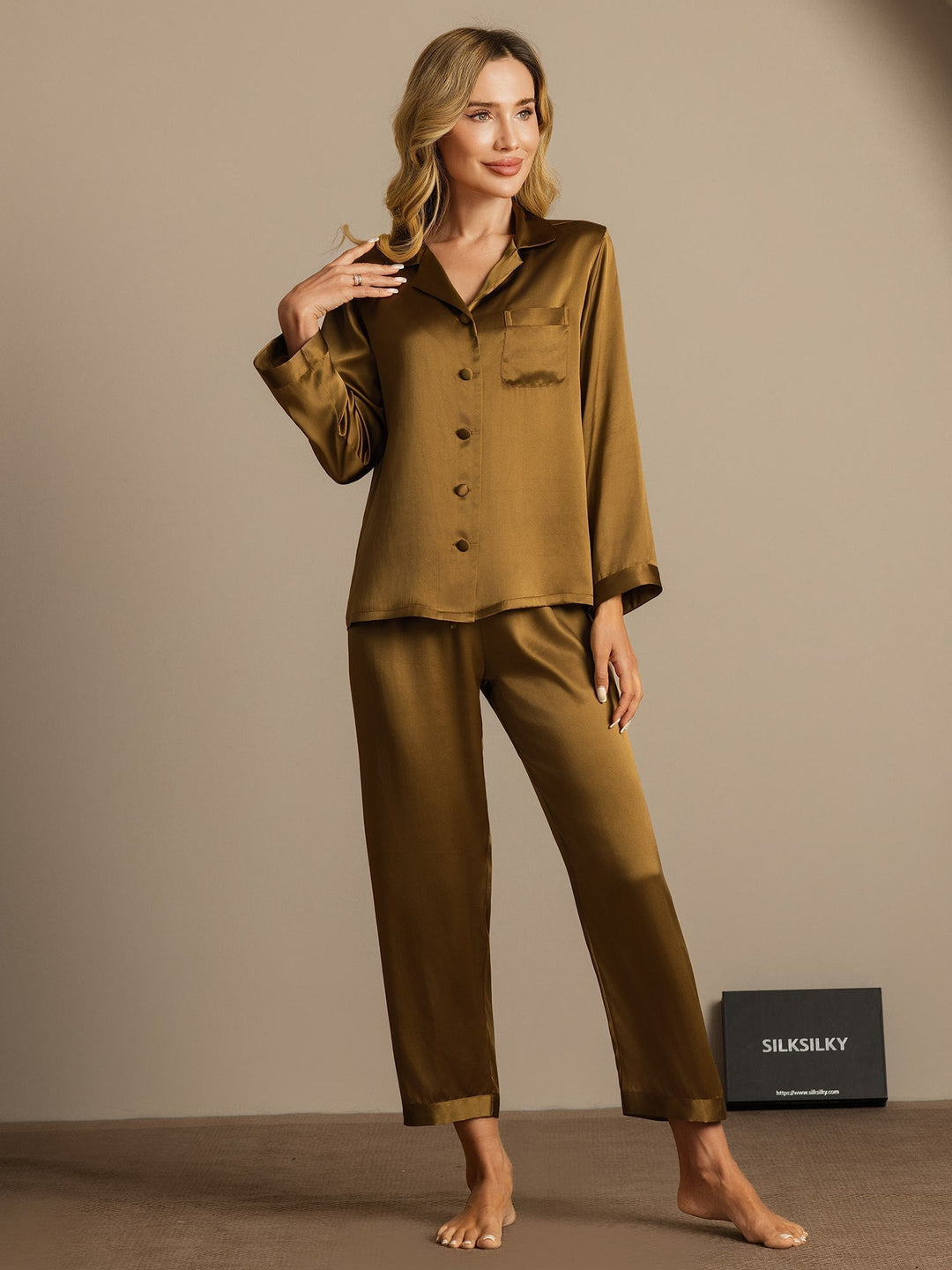 Femme Pyjamas Pure Soie Boutons