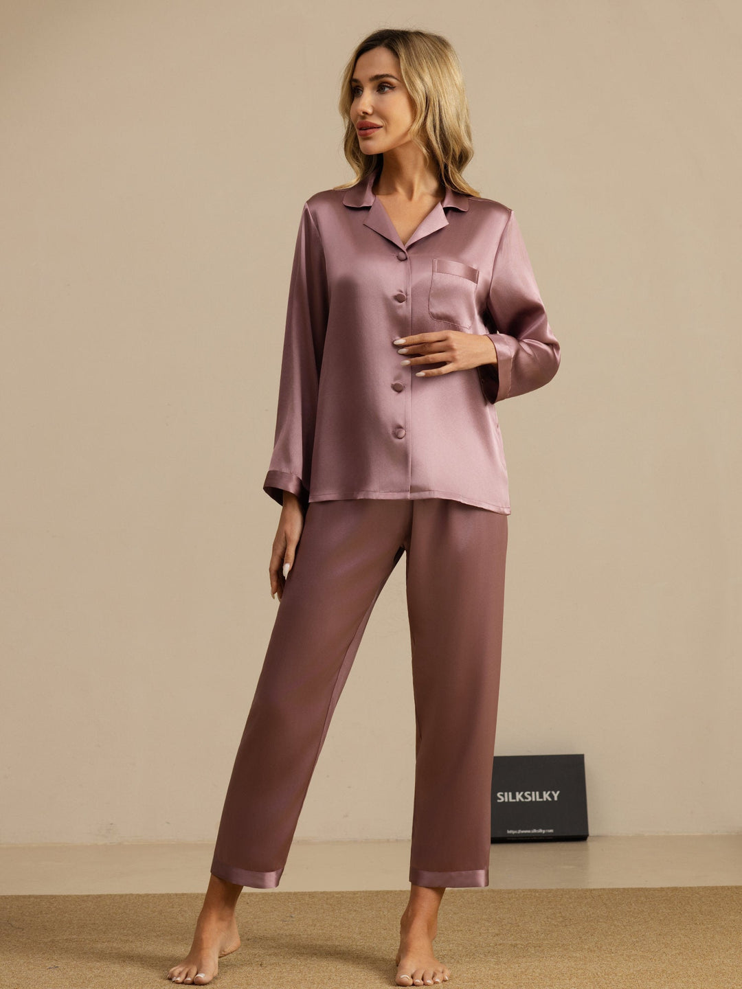 Femme Pyjamas Pure Soie Boutons