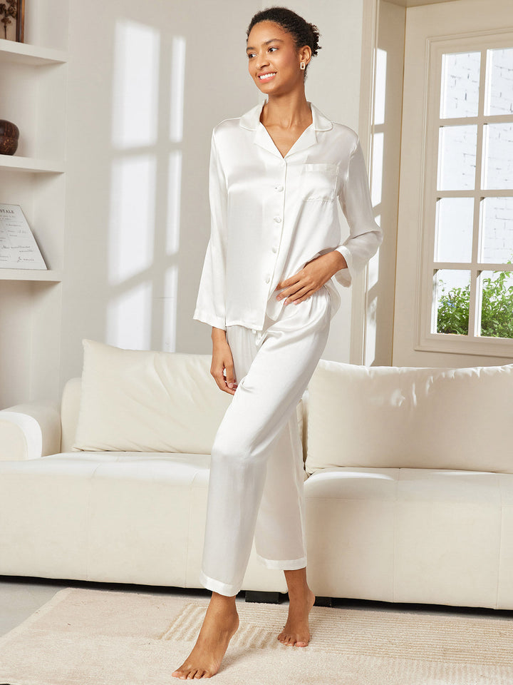 Femme Pyjamas Pure Soie Boutons