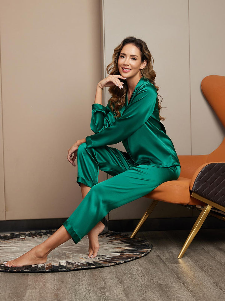 Femme Pyjamas Pure Soie Boutons