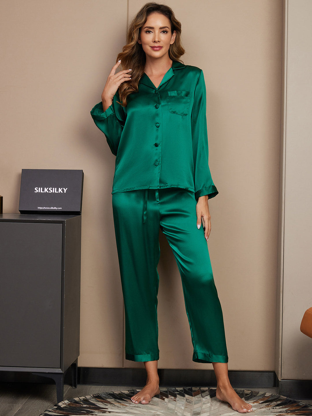 Femme Pyjamas Pure Soie Boutons