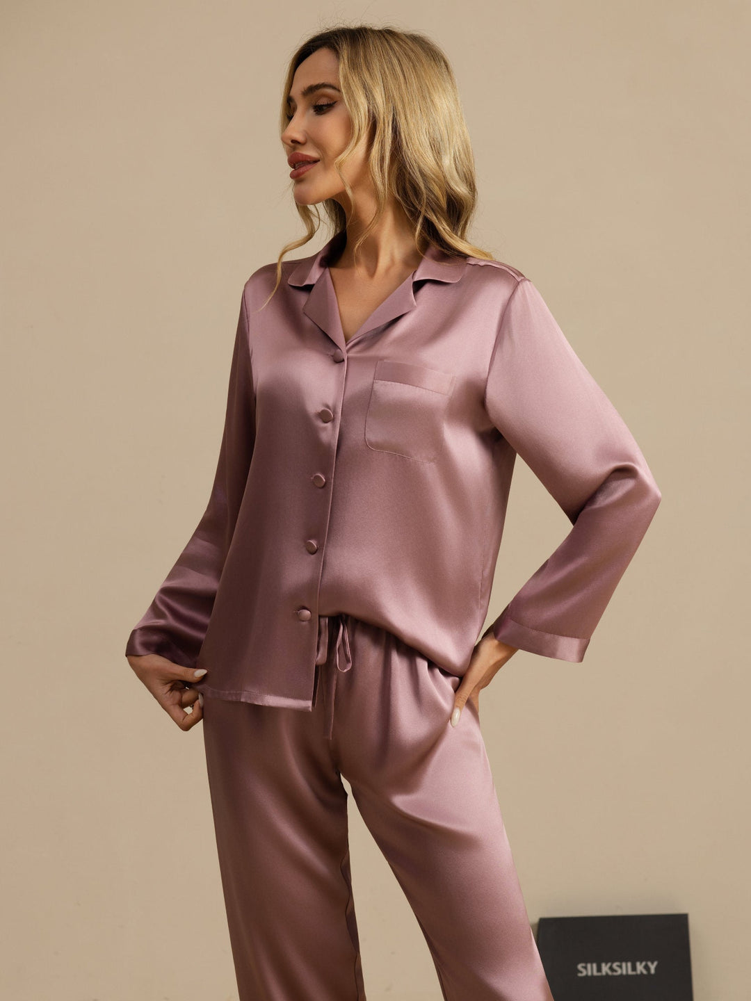 Femme Pyjamas Pure Soie Boutons