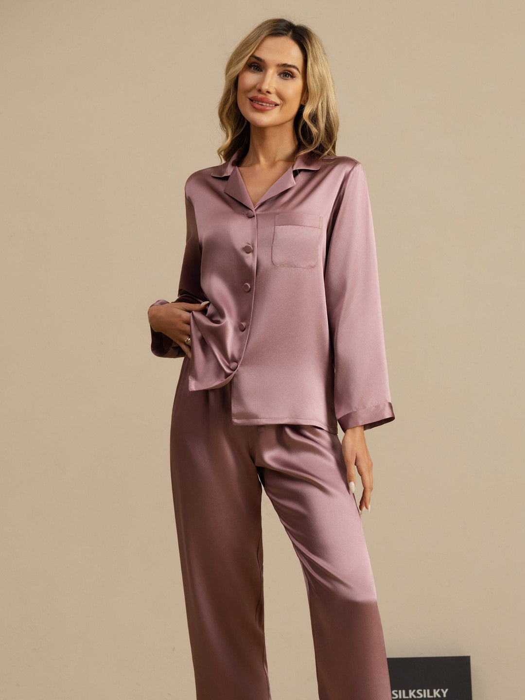 Femme Pyjamas Pure Soie Boutons
