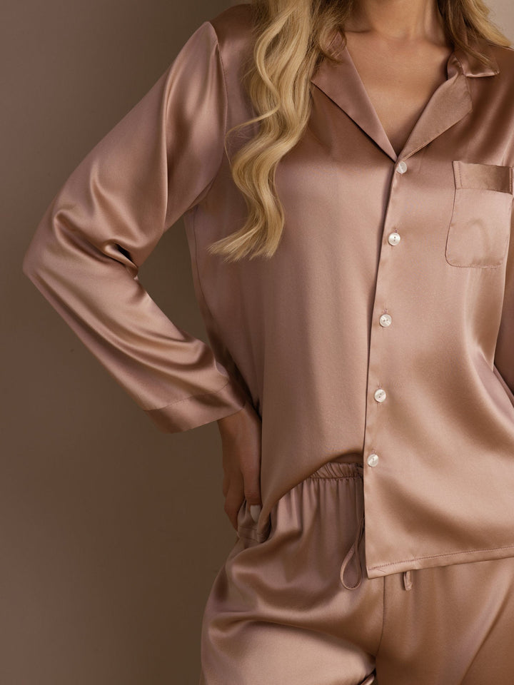 Femme Pyjamas Pure Soie Boutons