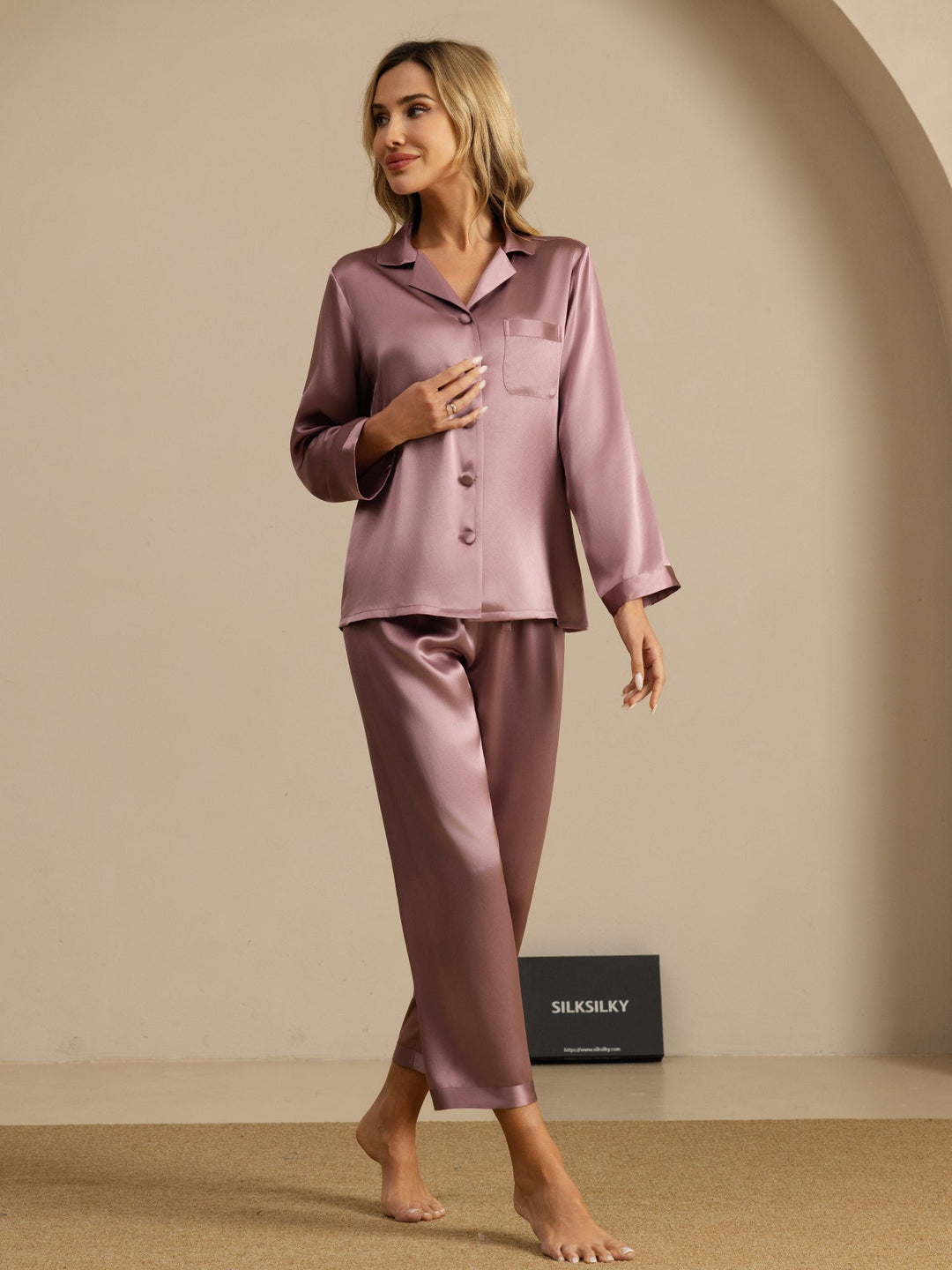 Femme Pyjamas Pure Soie Boutons