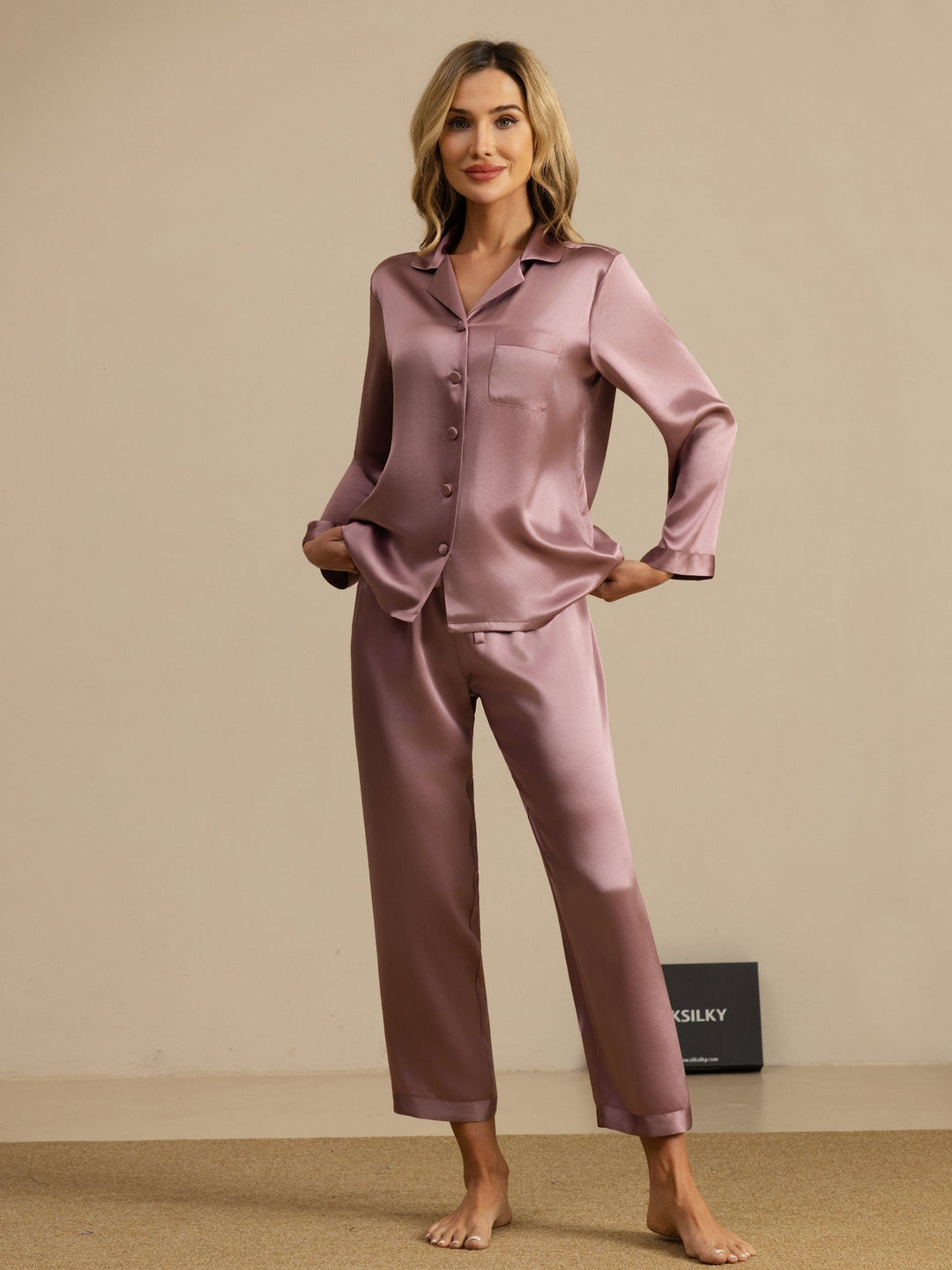 Femme Pyjamas Pure Soie Boutons