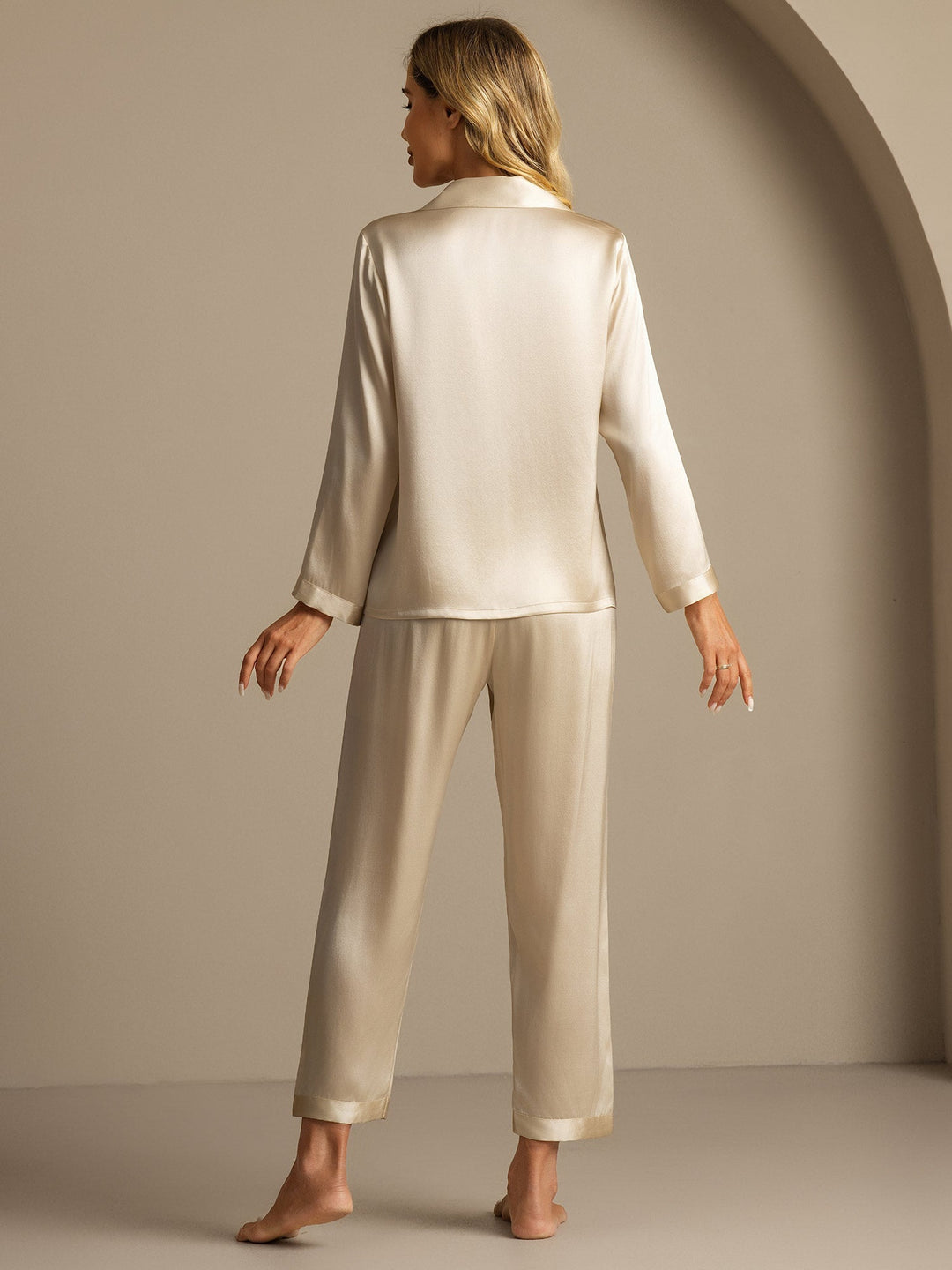 Femme Pyjamas Pure Soie Boutons