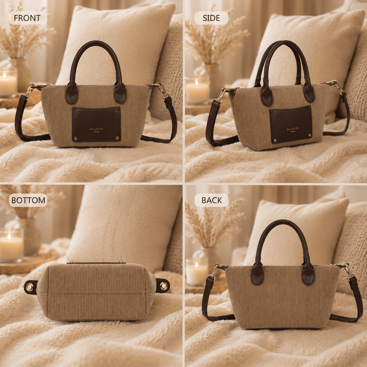 PETIT SAC VELOURS COTELE TAUPE GANY