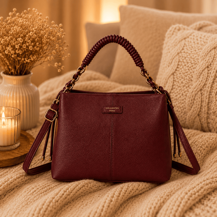SAC A MAIN BORDEAUX ANSE CORDONS