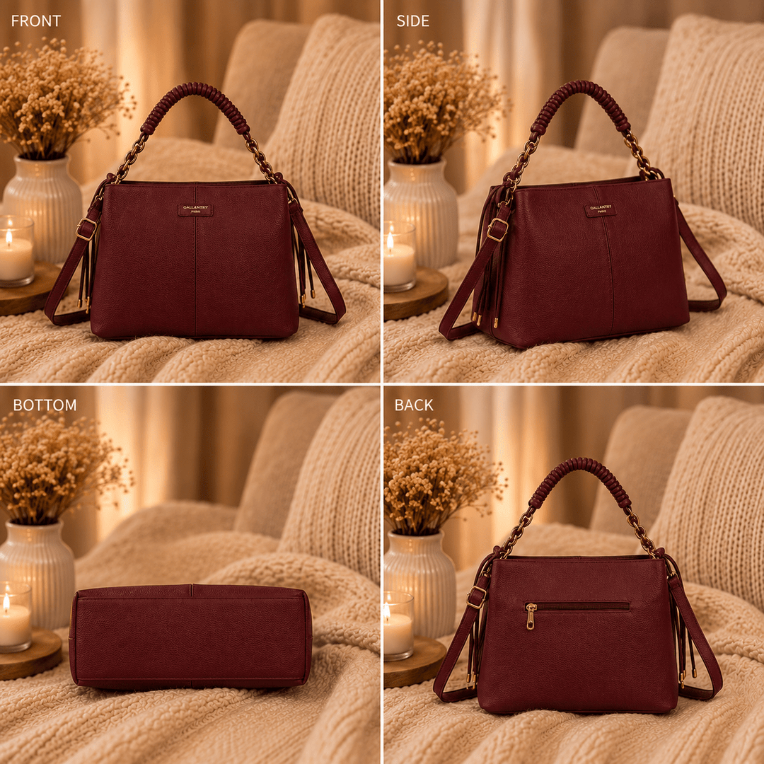 SAC A MAIN BORDEAUX ANSE CORDONS
